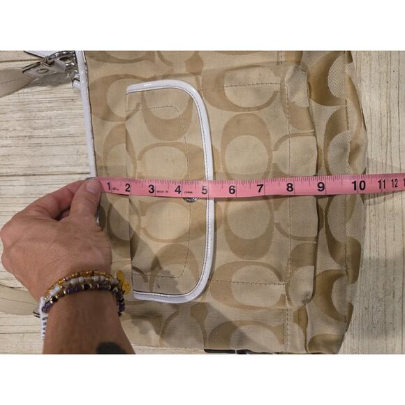 Coach Signature C Beige Canvas Crossbody Bag Women's Adjustable Strap - Picture 12 of 14